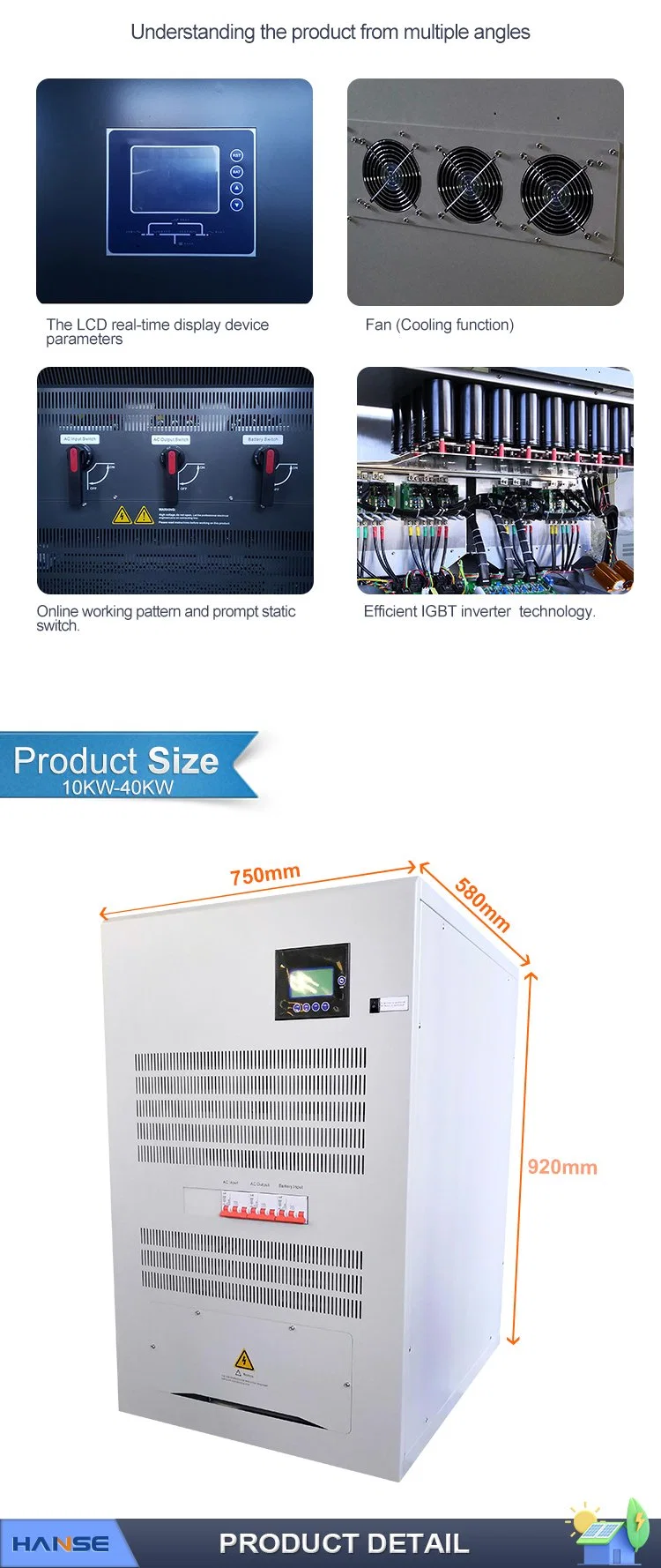 Best Sale 220V/380V Input Voltage 10000watts Solar Inverter Power Generated Station 10kVA 40kw 50kw Pure Sine Wave Solar Inverter