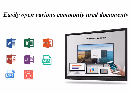 High Resolution 4K 55 65 75 86 98 Inch LCD Panel Interactive Display Digital Interactive Whiteboard Touch Screen Smart Board for Classroom and Video Conference